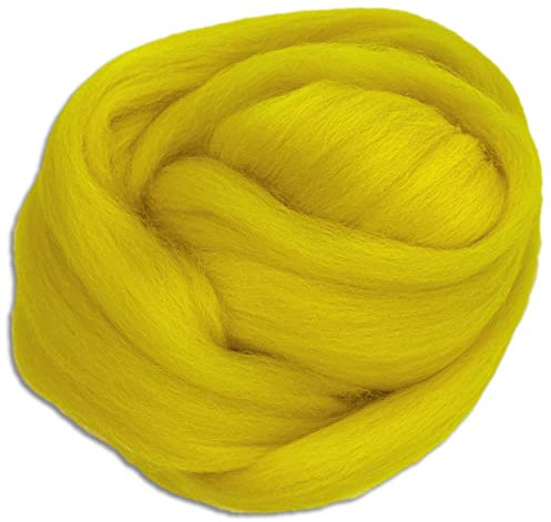 Wooliny 100 g Filzwolle Merinowolle Märchenwolle | 35 Farben zur Auswahl (66 | Gelb)