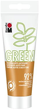 Marabu 14500050013 - GREEN LINE Alkyd-Farbe, orange, 100 ml Malfarbe auf Wasserbasis, klimaneutral, matt, lichtecht, wetterfest (nach 24h Durchtrocknung), 92 % aus natürlichen Rohstoffen