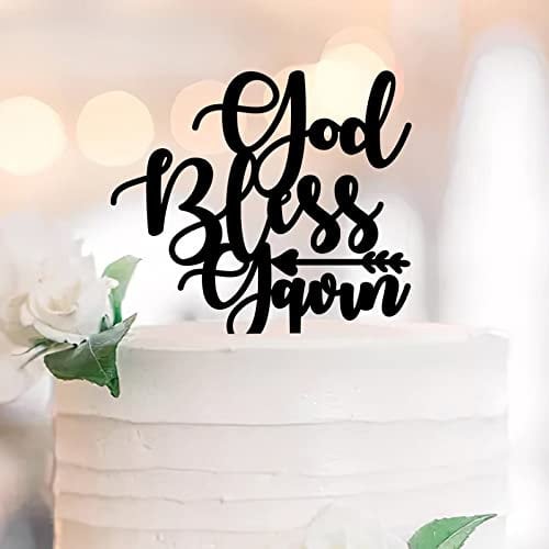 Tortenaufsatz mit Aufschrift God Bless, zum 1. Geburtstag, für Babyparty, Taufe, Party-Dekorationen, Geschlecht, offenbaren Geschenke, Acryl, Schwarz