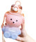 Eeneme Botella de agua de paja de oso con correa para el hombro, portátil, Kawaii Little Water para mujeres y niñas (800 ml)