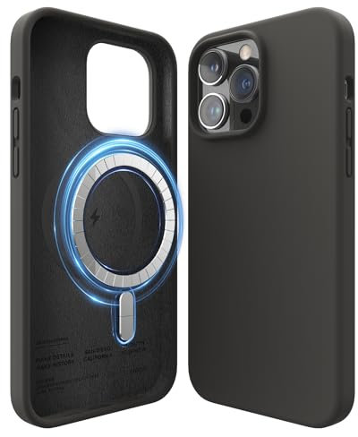 elago Magnetische Silikonhülle Kompatibel mit iPhone 14 Pro Max Hülle (6.7), Kompatibel mit MagSafe Alles Zubehör, Eingebaute Magnete, Premium Flüssigsilikon, Schutzhülle (Schwarz)