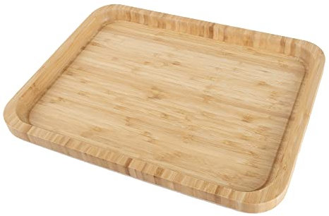 Eden & Willow E&W Natural Bamboo Tray for Serving, Eco-Friendly and Durable, Kitchen Table Tray with Raised Edges - 40cm (Rectangle)