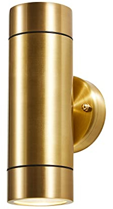 LITECRAFT Talon Up & Down Outdoor IP54 Rated Garden Wall Light - Brass