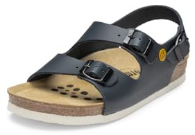 VITAFORM ESD Sandalen Damen Herren – Arbeitsschuhe Pflege – Hausschuhe Damen Herren – Naturkork Fußbett Vollrindleder blau WS, 41