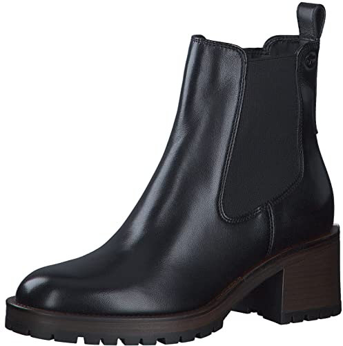 Tamaris Damen Ankle Boots, Frauen Stiefeletten,TOUCHit-Fußbett,Boots,Stiefel,Bootee,Booties,halbstiefel,Kurzstiefel,Black Leather,38 EU
