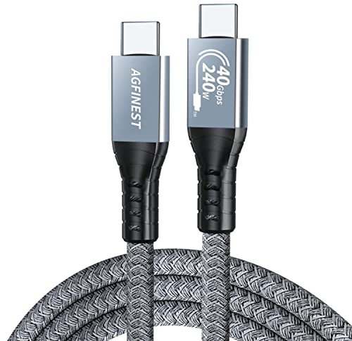 AGFINEST 240W USB4 Kabel für Thunderbolt 4 Kabel, Zertifizierte 40Gbps Datensynchronisation, 8K@60Hz 4K@144Hz HDR USB C Kabel für iPhone16 MacBook M1 M2, iPad, SSD, Docking Station (Gerade, 0.5M)