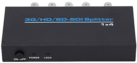 SYH&AQYE SDI Splitter 1 in 4 Out, 1920×1080 60 Hz SDI Verteilungsverstärker mit Kabelausgleichs Taktwiederherstellungstreiber, 110 V bis 240 V Technischer SDI Verteiler(EU)