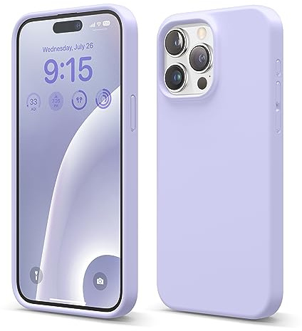 elago Flüssig Silikon Case Kompatibel mit iPhone 15 Pro Max Hülle, Premium Silikon Handyhülle, Ganzkörper Schutzhülle [4 Lagige Stoßfeste Struktur], Kratzfestes Weiches Mikrofaserfutter (Violett)