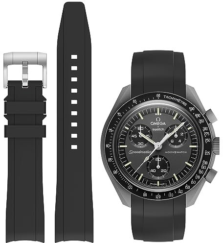 Tovimall Silikon-Uhrenarmband für Omega X Swatch MoonSwatch Speedmaster, 20 mm Bandanstoßbreite, Schwarz