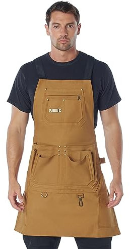 Rothco Full-Body Canvas Work Apron – Heavy-Duty 22 OZ Cotton Canvas – 20 Utility Accessories and Tool Pockets, Coyote Brown, One Size