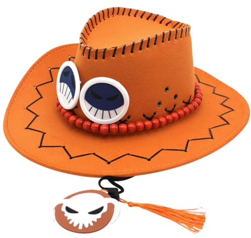 FISAPBXC Ace Hüte, Western Cowboyhut für Cartoon Anime Cosplay Kostüm Western Cowboyhut Sonnenhut Anime Cosplay Requisiten Zubehör für Halloween Geburtstagsfeier Cosplay Party