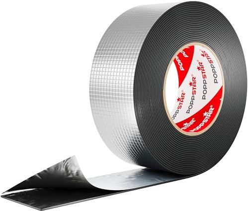 Poppstar Alu-Butylband (10m x 50mm x 1,2mm) Super wasserdichtes Klebeband für Außen - Butyl Dichtband für Wohnmobil, Dachrinnen-Reparaturband uvm.