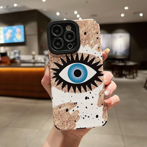 Tewwsdi Cute Evil Eye Phone Case Compatible with iPhone 12 Pro Max Funny Design for Women Slim Fit Aesthetic Faux Leather Protective Cover for Apple iPhone 12 Pro Max-Blue Eye