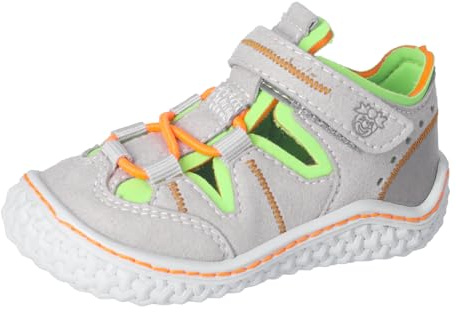 RICOSTA Jungen Kletthalbschuhe Jerry, Kinder Lauflernschuhe, Weite: Mittel, waschbar,vegan, hellgrau/Apple (430), 26 EU
