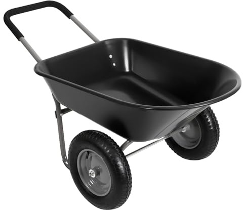 Panana 85L Heavy Duty Garden Wheelbarrow, 2 Wheels, 150kg Capacity | Two-Wheel Wheel Barrow Cart, Garden Trolley with Pneumatic Tyres, Steel Frame & Padded Handle for Farm Landscaping Patio
