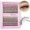 JIMIRE Brown Cluster Lashes Natural Looking Brown Individual Eyelashes Wispy Lashes Individual Cluster 8-16MM C Curl Brown Lash Clusters Eyelash Extensions 144Pcs DIY Brown Eyelashes at Home