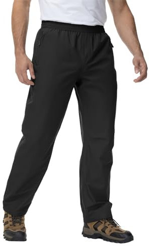 donhobo Herren Hose Wasserdicht Regenhose Leichte Winddichte Fahrrad für Outdoor Mesh Atmungsaktiv Arbeitshose Fahrradhose Wanderhose, Schwarz, L