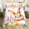 jejeloiu Queen-Size-Bettwäsche-Set mit niedlichem Hasenmotiv, für Jungen und Mädchen, Ostermotiv für Kinder, Damen, Herren, Blumenmuster, Tagesdecke, Bezug, Raumdekoration, Bettwäsche (ohne Bettdecke)