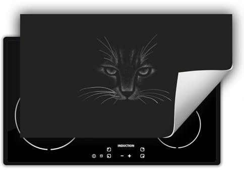 DarHaus Copri piano cottura induzione 90x52 cm - Tappetino antiscivolo avvolgibile per induzione - nero - gatto