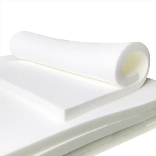 XIEMINLE Polsterschaum mit hoher Dichte, Ersatzschaumpolsterung, dicke Polsterung, zuschneidbar, fester Schaumstoff für Esszimmer, Stuhl, Fenster, Sitzkissen, Bank, Sessel (3 cm, 100 x 40 cm) Weiß