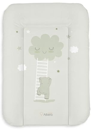 Baby Wickelauflage Mintfarbene Wolken 70 x 50 cm - Waschbare Wickelunterlage für Unterwegs - Wickelauflage Zubehör - Wickelauflagen Bezüge - Wickeltischauflage Wickelaufsatz Wickeltasche