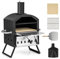 KOMFOTTEU Four à Pizza ouvert pour l'Extérieur, 2 Sections, 600°C, Four en Bois portable en Acier inoxydable, Mini-four avec Pierre à Pizza, Spatule à Pizza, Couvercle étanche, 54 x 31 x 72 cm