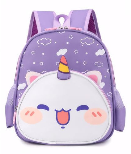 Jinlaili Kleiner Freund Kindergarten-Rucksack, Mädchen Jungen Kinderrucksack Kinder Rucksack, Katzen, Welpen, Dinosaurier Kindergartentasche Schulrucksack für Schule Kita, 2-7 Jährige (Lila)