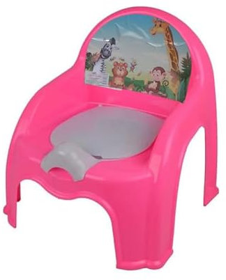 Baby Toddler Non-Slip Training Urinal Chair - Children's Toilet Seat With Plastic Lid - Portable Potty With Travel Design for Kids | (Pink)