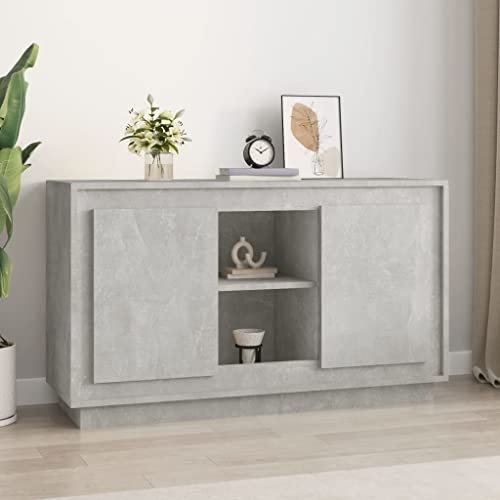 TREISL Buffets salon 102 x 35 x 60 cm gris béton bois multicouche résistance à l'humidité style classique salle à manger buffet fonction d'exposition, plateau robuste, armoire de cuisine latérale