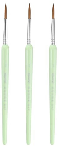 sourcing map 3pcs Detail Paint Brushes 24mm Pointed Tip Nylon Hair Miniature Painting Brush for Watercolor Oil Acrylic Painting(7#), Green