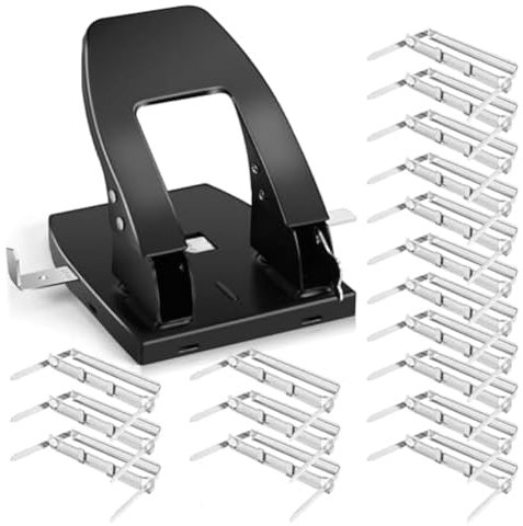 Haopeuk Perforatrice à 2 Trous avec 100 Attaches pour Classeur, Classeur, Capacité de 30 Feuilles