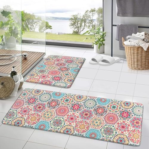 HOMELUX Badezimmerteppich 2 Teilig Badematte, Weicher Badeteppich, Badezimmer Set, Badvorleger rutschfest Waschbar, Flauschiger, Saugfähige Duschvorleger, 50×160 cm+50×80 cm, Für Badezimmer, 2A2CLF