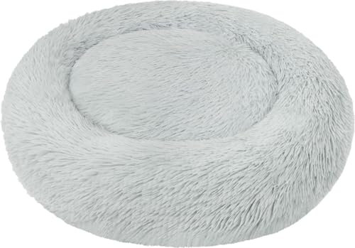 normani Rundes Hundebett für große und kleine Hunde - Ergonomisches Hundekissen Donut - Hundecouch mit hohem Rand Farbe Hellgrau Größe 100 cm x 100 cm x 28 cm