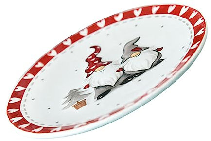 Piatto in Ceramica Rilievo Vassoio Natalizio Portafrutta Organizer Dessert Contenitore Frutta Snack