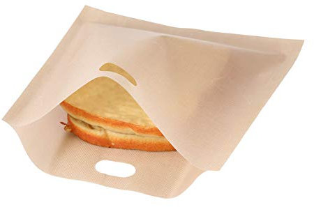 Toaster Bags, Reusable Non Stick Coated Fiberglass Grilled Cheese Toaster Bags Microwave Heating Reusable Bags Washable for Pastries, Pizza Slices, Chicken Nuggets (16 * 16.5CM)