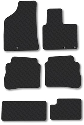 Hyundai Santa Fe (2009-2012) [7 Seat] Heavy Duty Thick Rubber Car Mats Accessories Tailored Fit Front Rear Set Compatible Accessory Waterproof Durable Non-Slip 5mm Full Coverage Protection with Clips