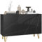 HOMCOM Aparador para Salón Aparador de Entrada con 3 Puertas y Estantes Ajustables Armario de Almacenamiento para Cocina Sala 120x40x75 cm Negro Brillo