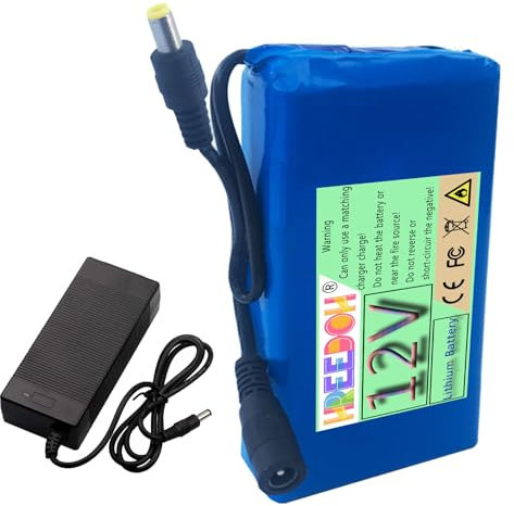 FREEDOH Batteria agli ioni di Litio DC 12V Batteria ai polimeri di Litio Portatile 12V 3AH 4AH 5AH 6AH 7AH 9AH 12AH Batteria Ricaricabile con caricabatteria,12v9000mah