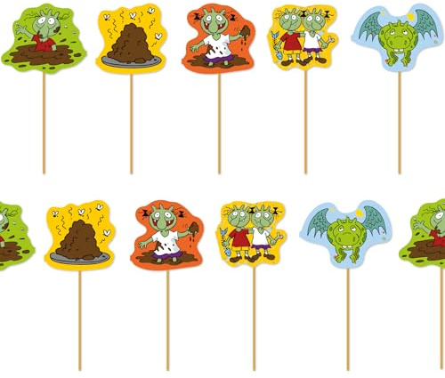 10 Muffin-Picker * DIE OLCHIS * als Deko für Kinderparty und Kindergeburtstag | Olchi Muffindekoration Cake-Topper Kinder Geburtstag Party Set
