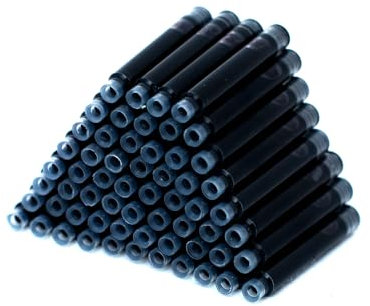60 Count Bociyer Fountain Pen Ink Refill Cartridges | Standard International Ink Cartridge | 2.6mm bore Diameter | Black Ink