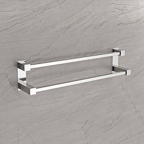 BERNSTEIN - Double barre porte-serviettes mural Chrome Support Serviette Acier inox 64x11cm Salle de bain Design Carré - Série OLA