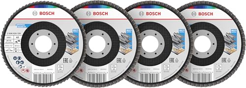 Bosch 15x X451 Flap Disc Set | for Steel, Aluminium, Grit 40, 60, 80, 120, Professional Accessory Large Angle Grinder