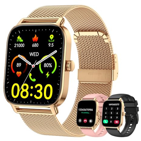 Kimeag Smartwatch Donna Orologio Smartwatch Digitale: Chiamate e Notifiche WhatsApp Fitness Tracker con Contapassi Sonno SpO2 Cardiofrequenzimetro 120+ Sportive IP68 Smart Watch per Android iOS Rosa