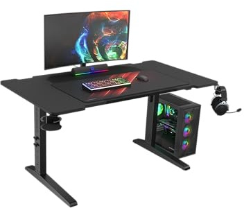 Genesis Table de gaming Holm modulaire 140 cm MDF et acier Hauteur réglable LED et gestion des câbles