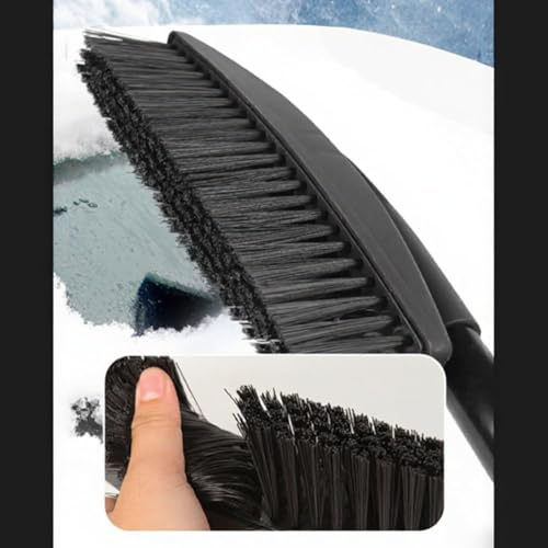 Telescopic 3 in 1 Stainless Steel Snow Shovel with Rotating Head Ice Scraper and Compact Foldable Handle for SUV Truck Clearance (Silver)