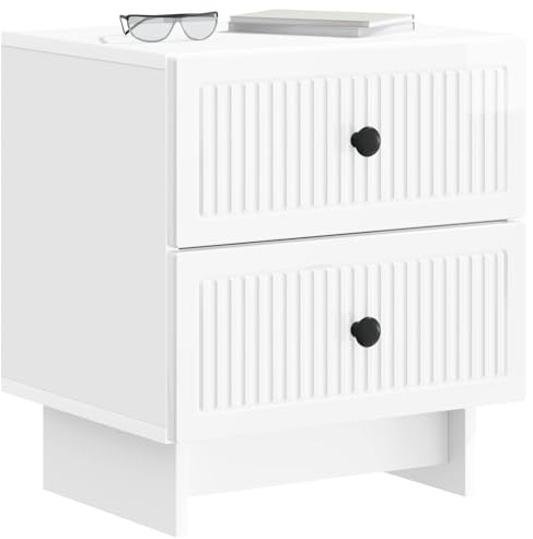 vidaXL Nachttisch Hochglanz Weiß 43 x 34,5 x 47,5 cm Holzwerkstoff, Schlafzimmer Nachtkommode, rechteckiger Schrank, Stauraum, praktische Lösung für Dein Zuhause