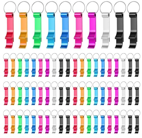 Ohiyoo 200 portachiavi colorati con apribottiglie, mini portachiavi per birra, lattine, bomboniere e regali di nozze (colorato)