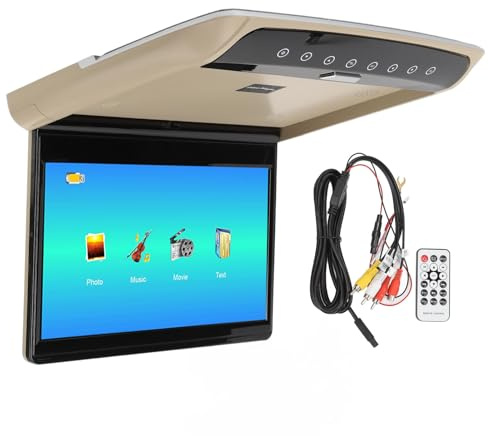 Cryfokt Monitor da Tetto per Auto da 11,6 Pollici Montato Sul Tetto, Schermo IPS 1080P con Ingresso AV USB, per Berline SUV Autobus (Beige)