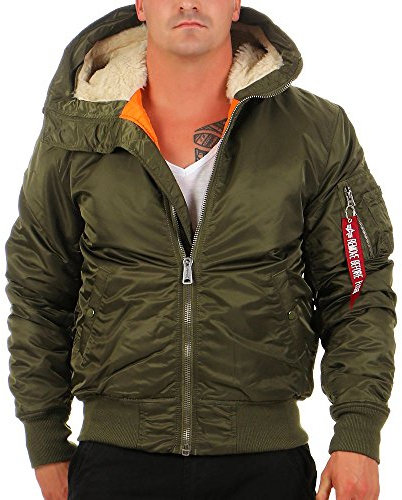 ALPHA INDUSTRIES Herren MA-1 Hooded Bomberjacke, Dark Green, Large