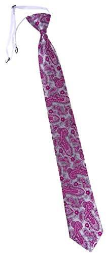 TigerTie Security Sicherheits Krawatte in magenta silber Paisley gemustert - vorgebunden mit Gummizug